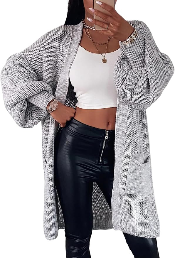 Dqbeng Womens Long Cardigan Sweaters Oversized Open Front Chunky Knit Sweater with Pockets | Amazon (US)