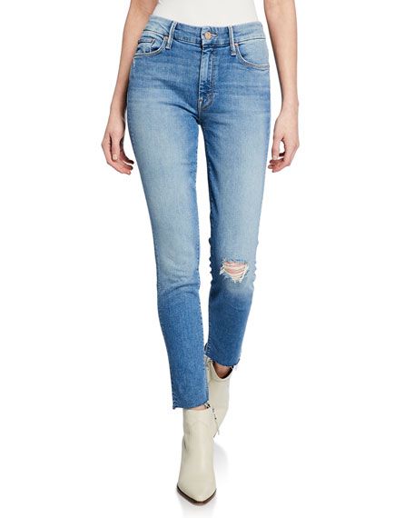 MOTHER The Looker Ankle Skinny Frayed Jeans | Neiman Marcus