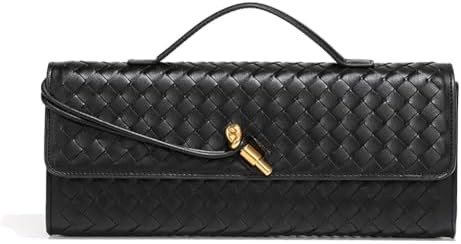 Evening Woven Clutch Purse for Women Casual Fashion Satchel Shoulder Handbag Vegan Leather Crossb... | Amazon (US)
