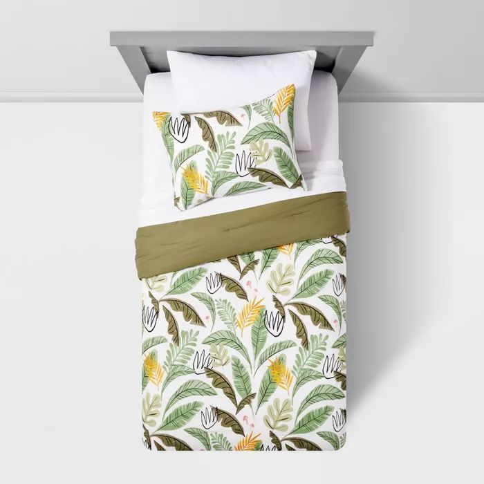 Botanical Garden Cotton Comforter Set Green - Pillowfort™ | Target