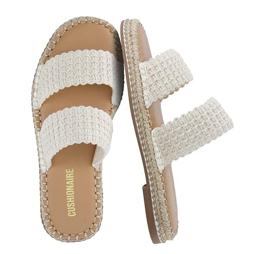 Amazon.com | CUSHIONAIRE Bhendi Women’s Espadrille Slide Sandal – Double Strap with Jute-Wrap... | Amazon (US)