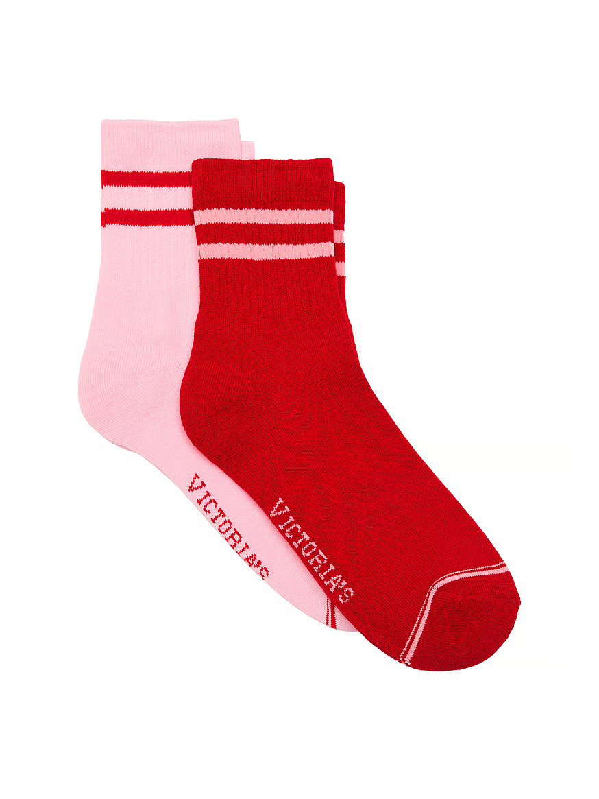 Buy 2-Pack Quarter Socks, Pretty Blossom And Lipstick - Order Socks online - Victoria's Secret US | Victoria's Secret (US / CA )
