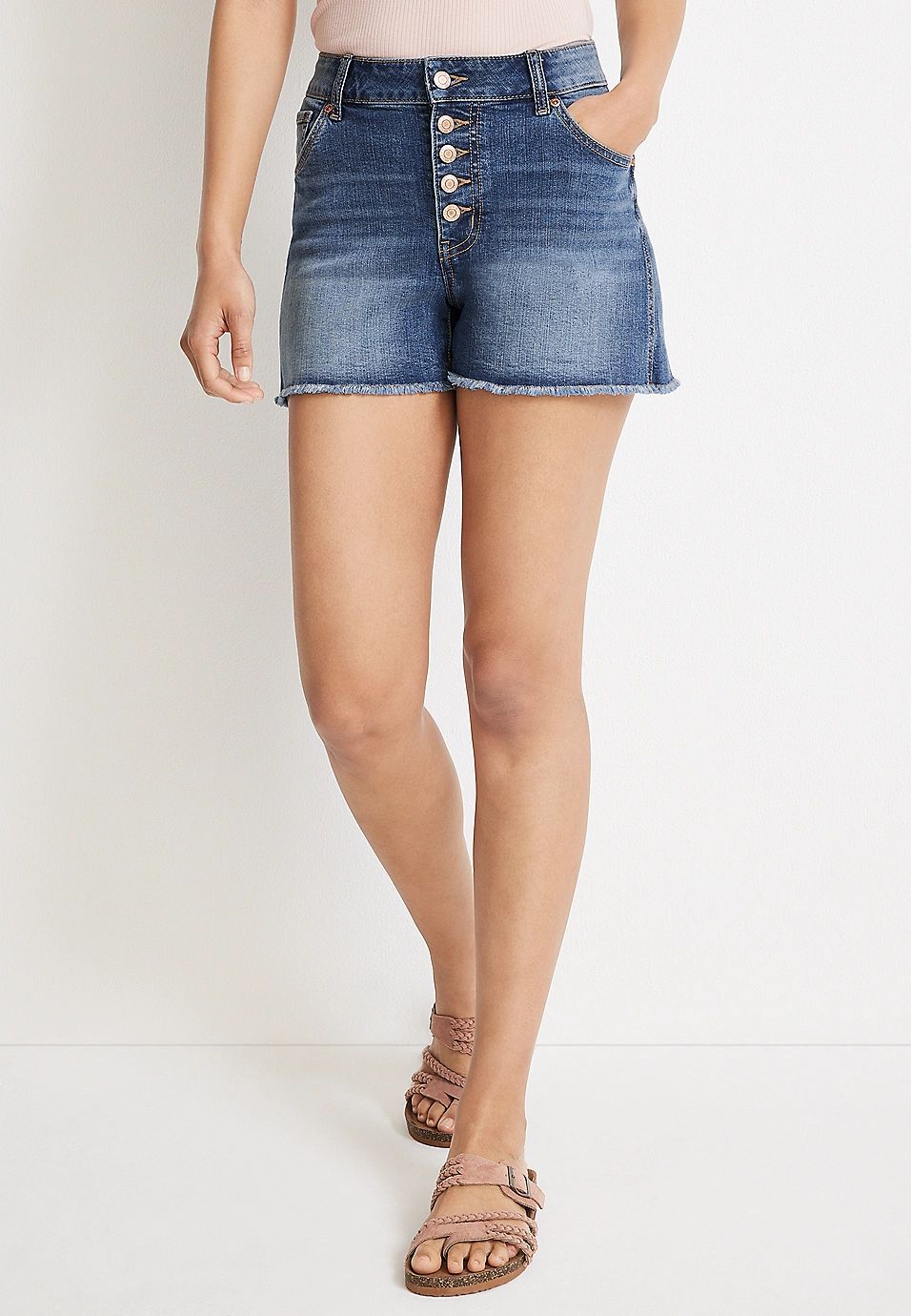 m jeans by maurices™ High Rise Button Fly 3.5in Short | Maurices