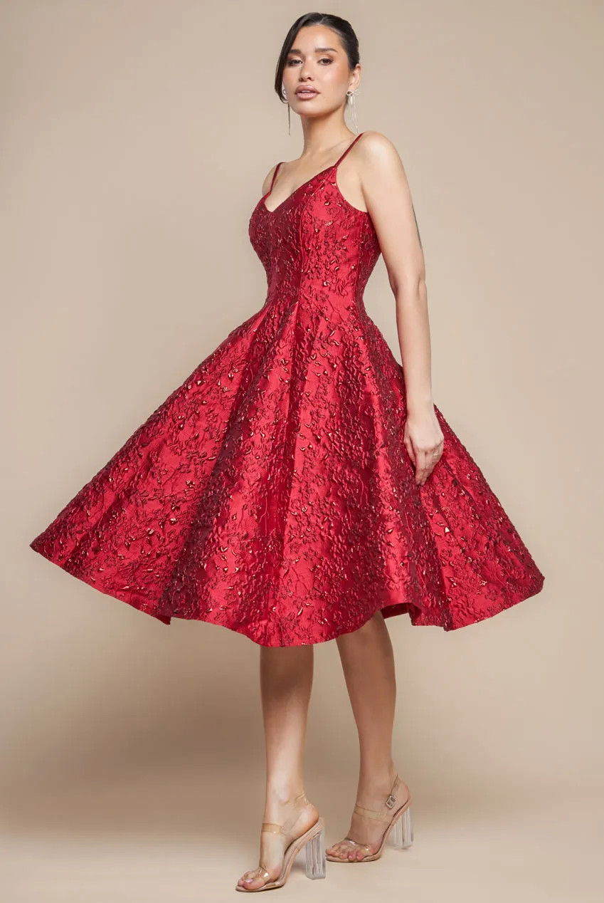 Dresses | Jacquard Sleeveless A line Midi Dress | Goddiva | Debenhams UK
