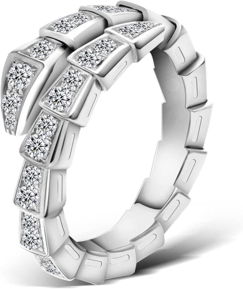 Au750 Alloy Ring, Diamond Set Alloy Ring, Unique Snake Diamond Ring, Best Gift | Amazon (US)