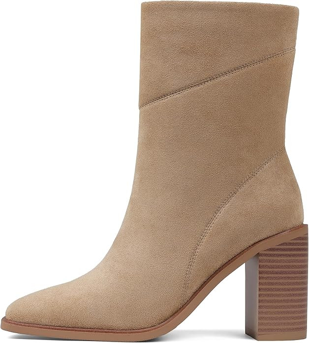 Lovee Cosee Women's Ankle Boots 2025 Chunky Heel Square Toe Side Zipper Booties with Unique Seam ... | Amazon (US)