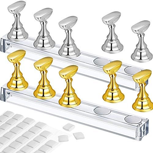2 Set Acrylic Nail Art Practice Stands Magnetic Nail Tips Holders Training Fingernail Display Sta... | Amazon (US)