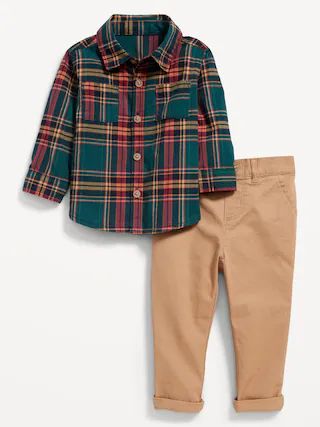 Plaid Shirt &#x26; Chino Pants Set for Baby | Old Navy (US)