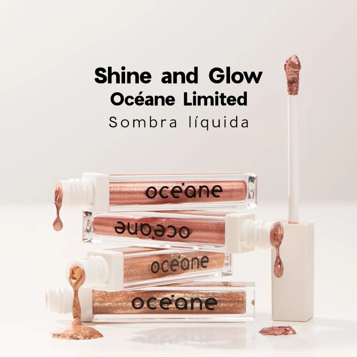 Sombra Líquida Pêssego - Shine & Glow Liquid Eyeshadow Soft Peach Océane Limited - Maquiagens ... | Oceane (BR)