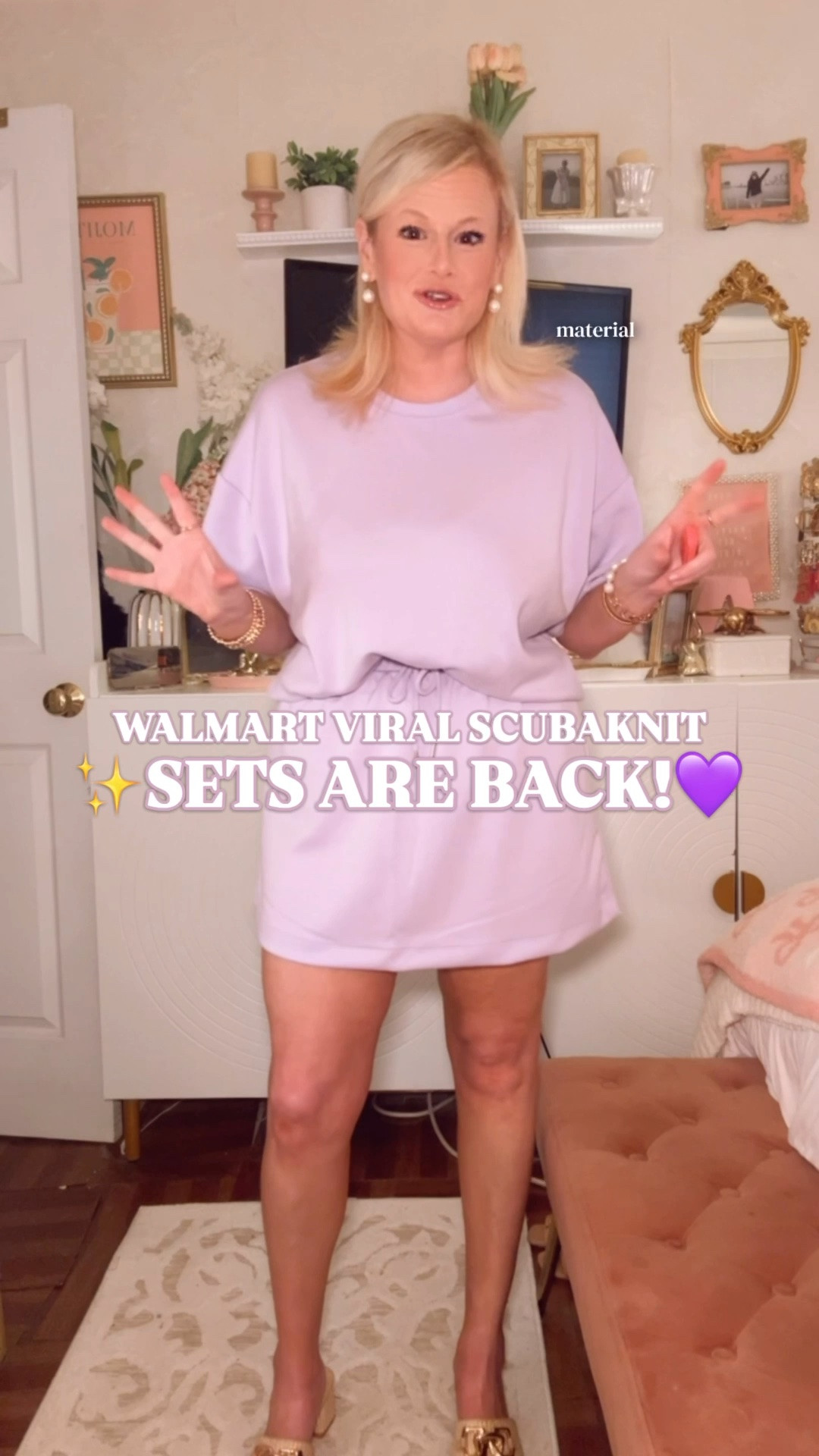 Walmart Scubaknit set, Spanx Air Essentials look for less, matching set women, airport outfit, travel outfit

Walmart Scubaknit sets are back, and the lilac skirt set is very much giving Spanx Air Essentials energy for a fraction of the price.

This is the kind of matching set that makes an outfit feel done in five seconds: soft Scubaknit fabric, boxy short sleeve tee, pull-on mini skirt, built-in shorts, drawstring waist, pockets, and that smooth elevated feel that reads way more expensive than Walmart.

The pieces are sold separately, which I actually love because you can customize sizing. I’m in a large in the top and a medium in the skirt.

This one works for airport outfits, travel outfits, vacation outfits, errands, school pickup, casual lunches, weekend outfits, walking outfits, summer athleisure, sporty preppy style, and elevated loungewear you can actually leave the house in.

The lilac feels fresh for summer without being too loud. Pair it with sneakers, sandals, a belt bag, gold hoops, a denim jacket, or a sweatshirt over your shoulders for that easy off-duty look.

If you’re searching for Walmart Scubaknit set, Spanx Air Essentials look for less, Spanx dupe, Air Essentials dupe, matching set women, two piece set women, skirt set women, skort set women, airport outfit women, travel outfit women, vacation outfit, summer outfit women, casual outfit women, athleisure outfit, elevated loungewear, comfy chic outfit, sporty preppy outfit, Walmart fashion finds, or affordable matching sets, this one is the find.

#LTKFindsUnder50 #WalmartFinds #MatchingSet #AirportOutfit #TravelOutfit #Athleisure #LookForLess #SpanxDupe

#LTKActive #LTKSeasonal #LTKTravel