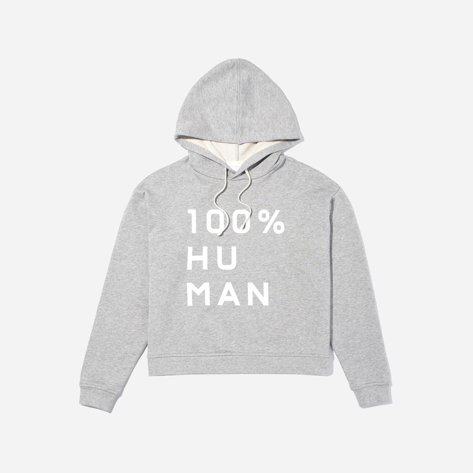Women's 100% Human French Terry Hoodie in Large Print by Everlane in Heather Grey, Size XXS | Everlane