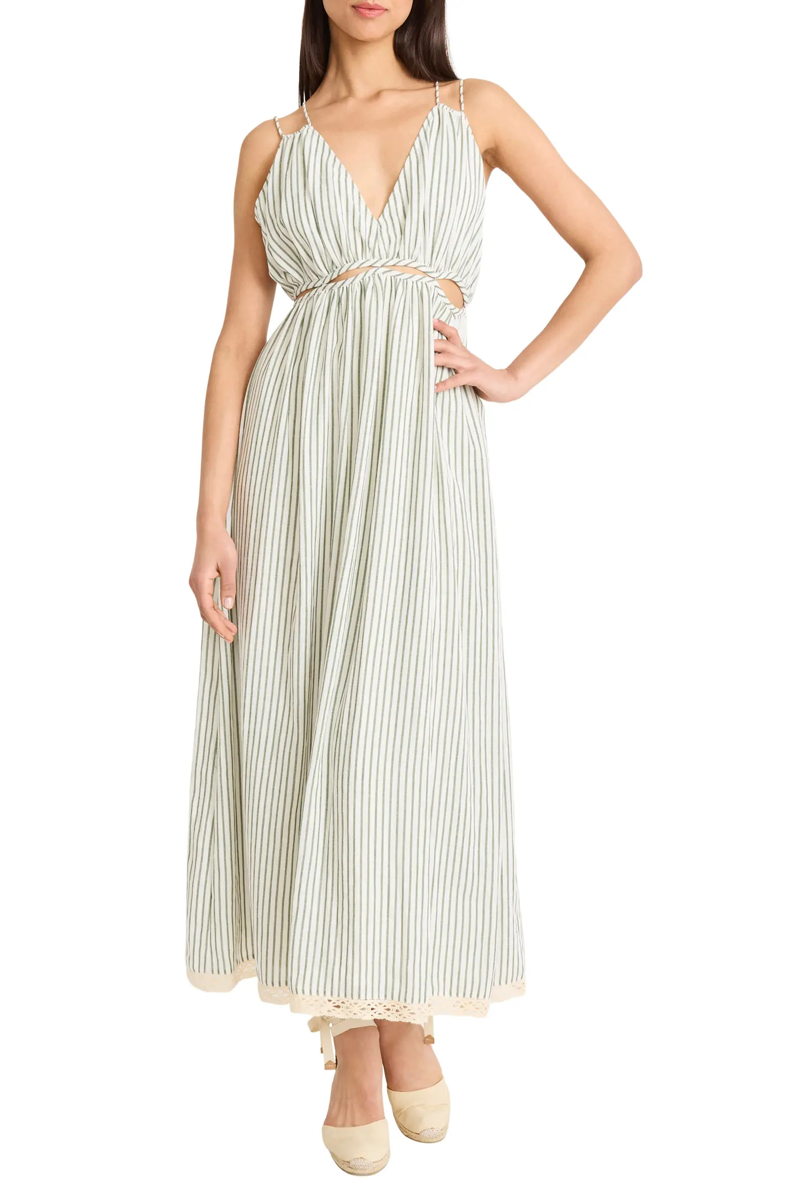 Cutout Stripe Midi Dress | Nordstrom