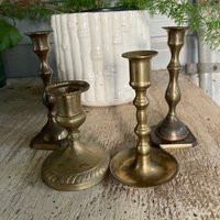 4 Brass Candle Holders Vintage Candlesticks Rustic Candleholders Wedding Decorations Table Decor Fre | Etsy (US)