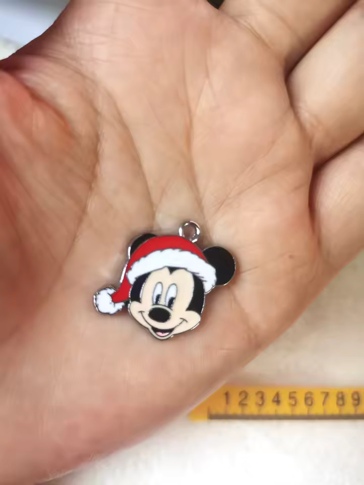 10 pcs Disney Christmas Mickey Minnie head Jewelry  Earrings Pendant DIY Handmade Key Chain Ename... | AliExpress (US)