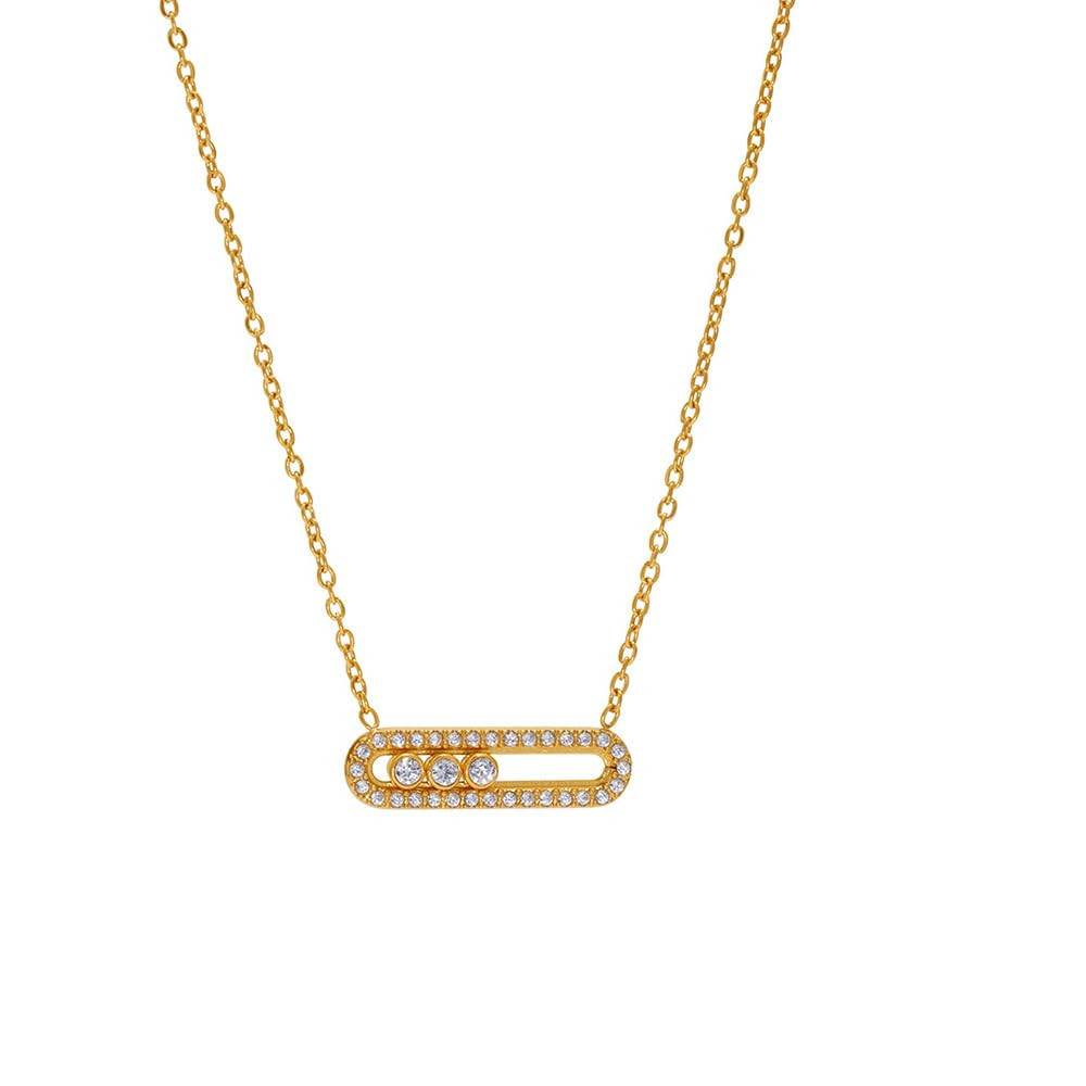 Cubic Zirconia Pendant Necklace for Women Sliding Rhinestone Adjustable Choker Necklaces Minimali... | Amazon (US)