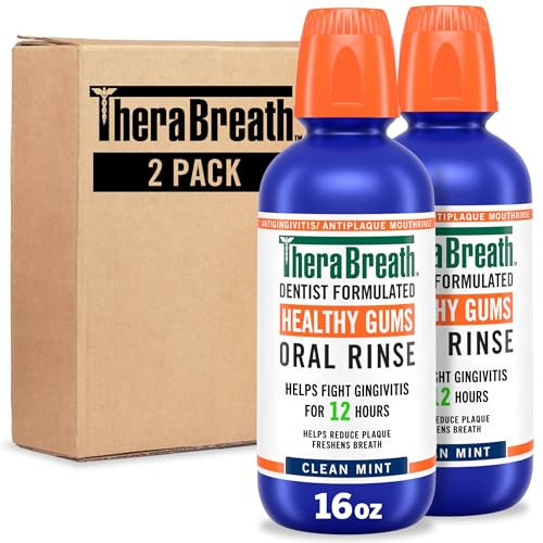 TheraBreath Healthy Gums Mouthwash Clean Mint, Antigingivitis, Dentist Formulated, 16 Fl Oz (2-Pack) | Amazon (US)