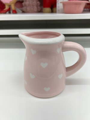 Valentines Day Terramoto Ceramic Pink White Heart Pitcher 5" Home Decor  | eBay | eBay US