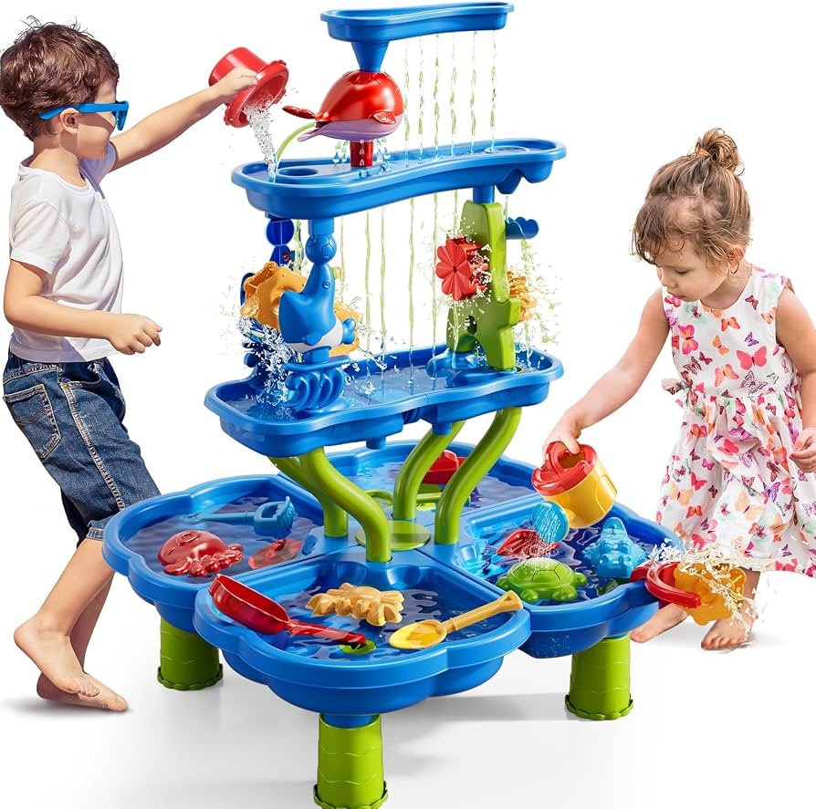 Water Table for Toddlers 1-3 3-5, 4-Tier Water Table for Kids with Sand Beach Toys, Water and San... | Amazon (US)