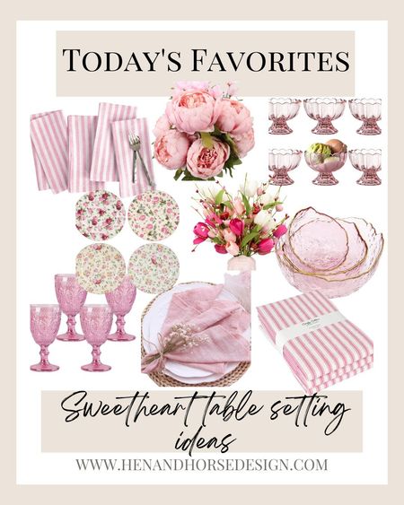 Set your sweetheart table with these beautiful pale pink dishes, peonies, stemware, cloth napkins and pretty pink bowls. 

#LTKSeasonal #LTKhome #LTKstyletip