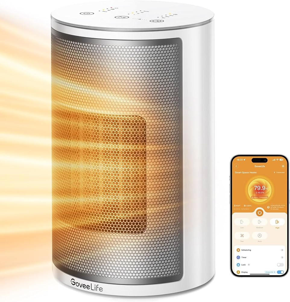 GoveeLife Smart Space Heater for Indoor Use, 1500W Fast Electric Heater with Thermostat, Wi-Fi Ap... | Amazon (US)