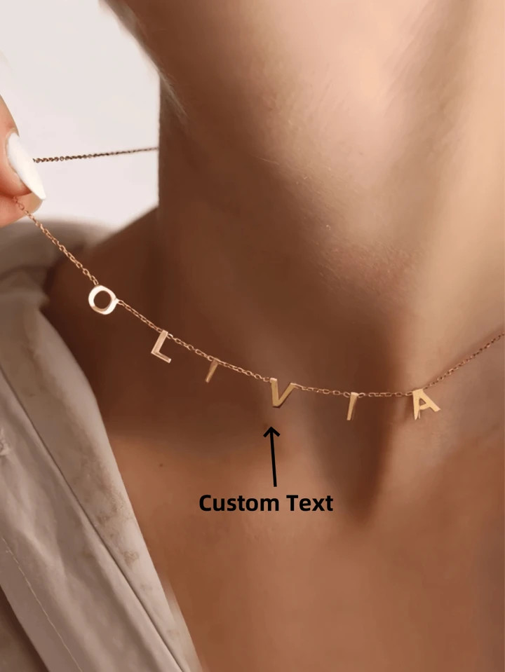 1pc Personalized Stainless Steel Name Letter Necklace, 26 Letter Coil Pendant Women's Pendant Jew... | SHEIN