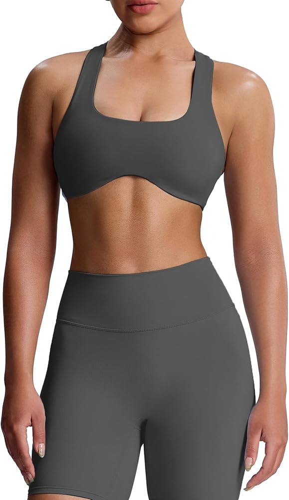 Aoxjox Women's Workout Sports Bras Fitness Backless Padded Define Sculpt Racerback Bra Yoga Crop ... | Amazon (US)