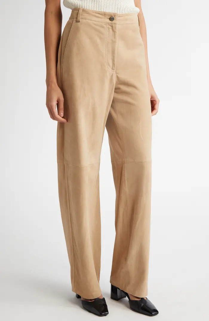 Max Mara Studio Harald Suede Wide Leg Pants | Nordstrom | Nordstrom