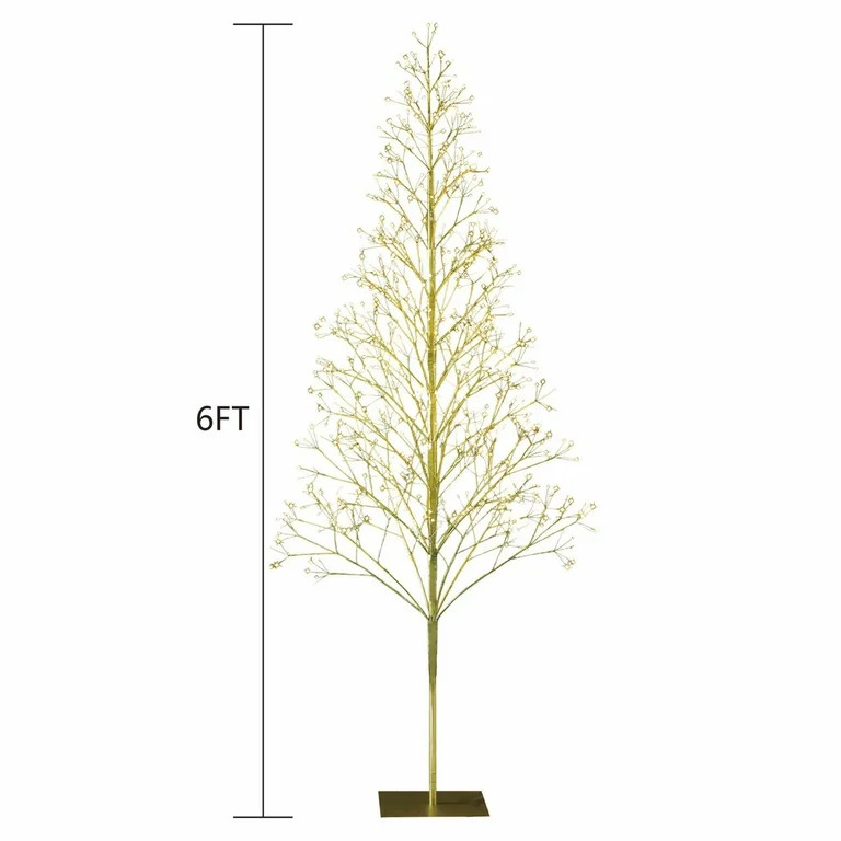 6' Pre-Lit Starburst Gold Artificial Christmas Tree with 800 Warm White Twinkling LED Lights, by ... | Walmart (US)