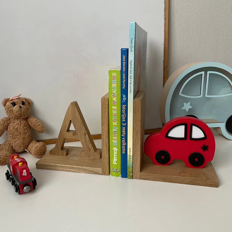Car Bookends for Kids Room, Personalised Baby Boys Nursery Decor Accessories, Bedroom Book Ends, ... | Etsy (US)