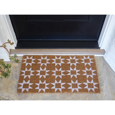 KAF Home Quilted Star Coir Doormat with Heavy-Duty, Non-Slip PVC Backing - 17 by 30 Inches (White) | Target