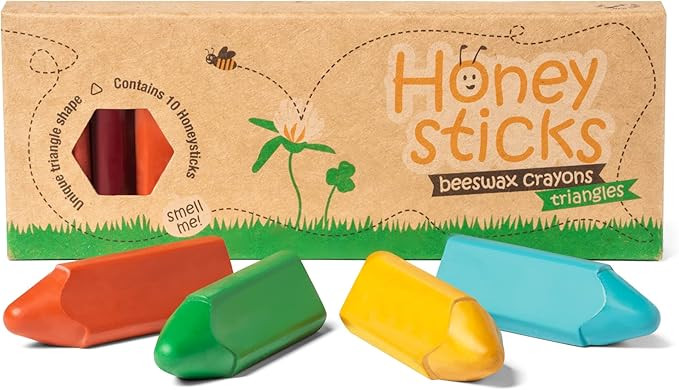 Honeysticks Triangular Crayons (10 Pack) - 100% Pure Beeswax, Food Grade Colors, Non Toxic Crayon... | Amazon (US)