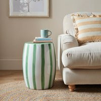 Beatrice Striped Ceramic Side Table, Green | Dunelm (migrated)