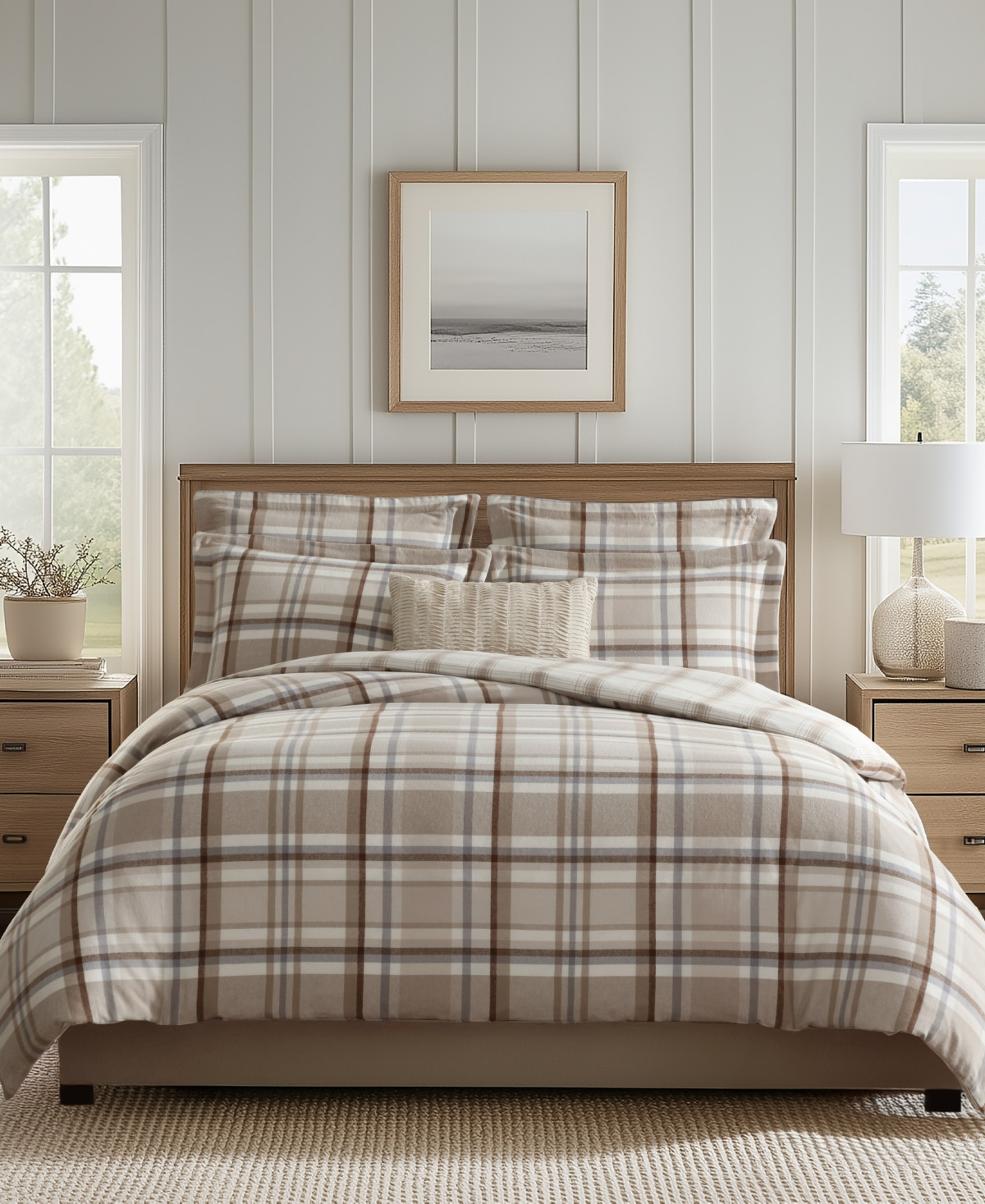 Levtex Spencer Plaid Flannel 3-Pc. Comforter Set, King/California King - Neutral | Macy's