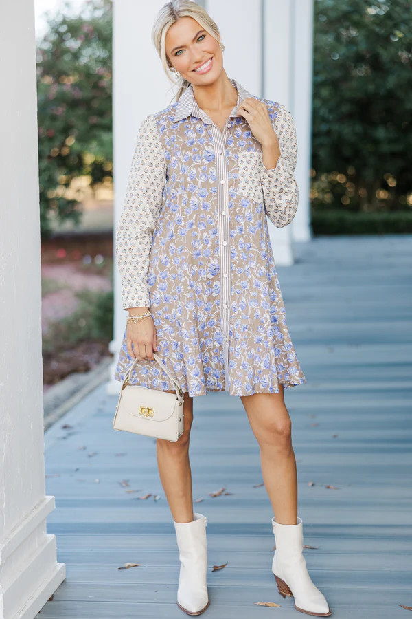 All Your Own Brown Floral Shirt Dress | The Mint Julep Boutique