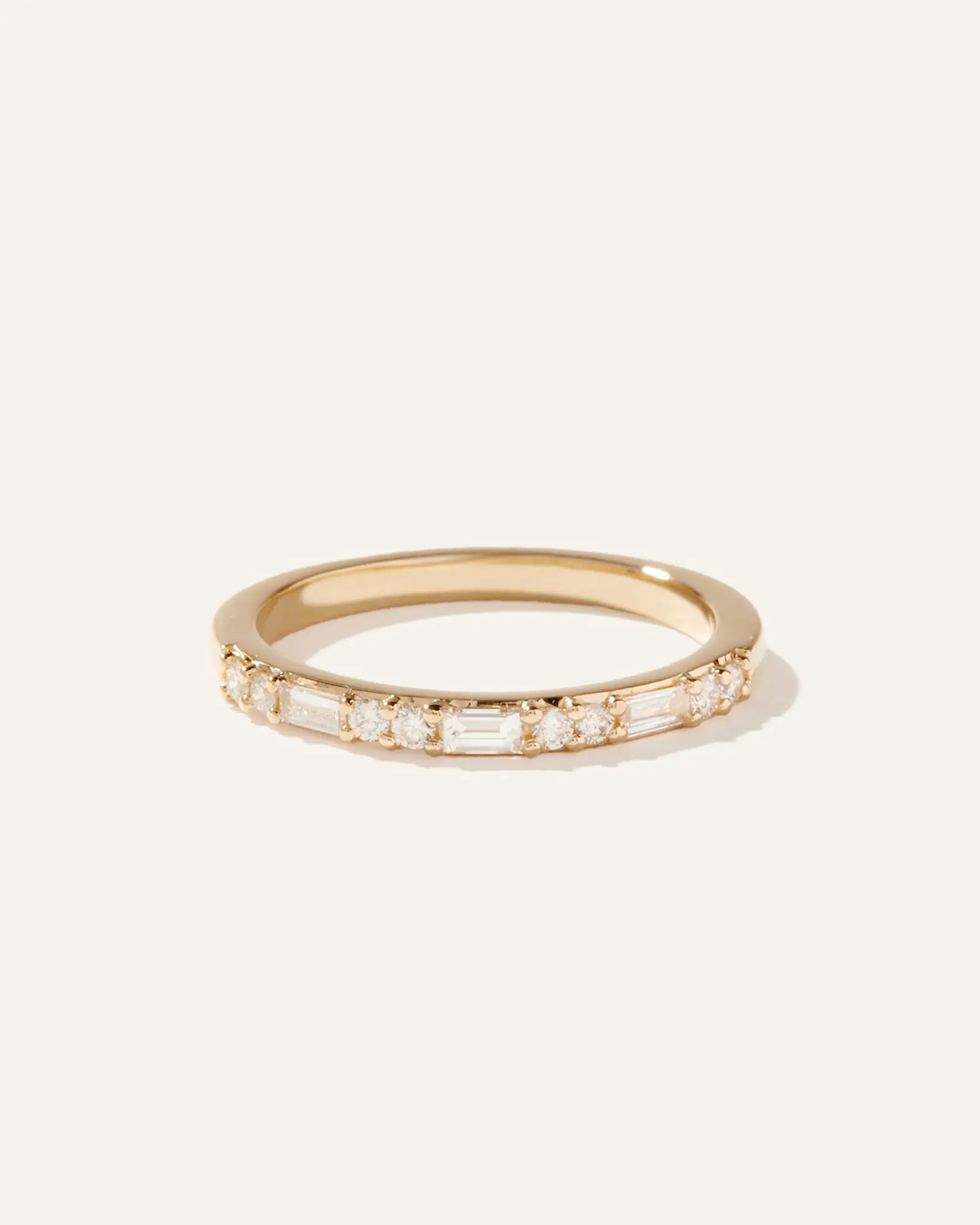14K Gold Lab Grown Diamond Alternating Baguette & Round Band in Yellow Gold | Quince