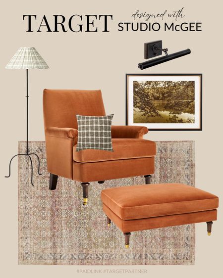 New Target Studio McGee, , upholstered arm chair, ottoman, area rug, floor lamp, wall art, picture light, throw pillow

#LTKOver40 #LTKSaleAlert #LTKHome