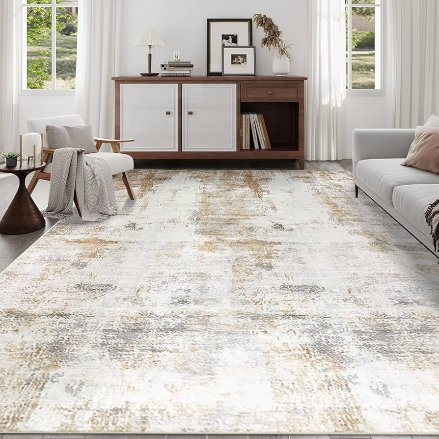 famibay Area Rugs 9x12 Living Room Clearance Neutral Large Area Rug Low Pile Soft Throw Rugs for ... | Amazon (US)