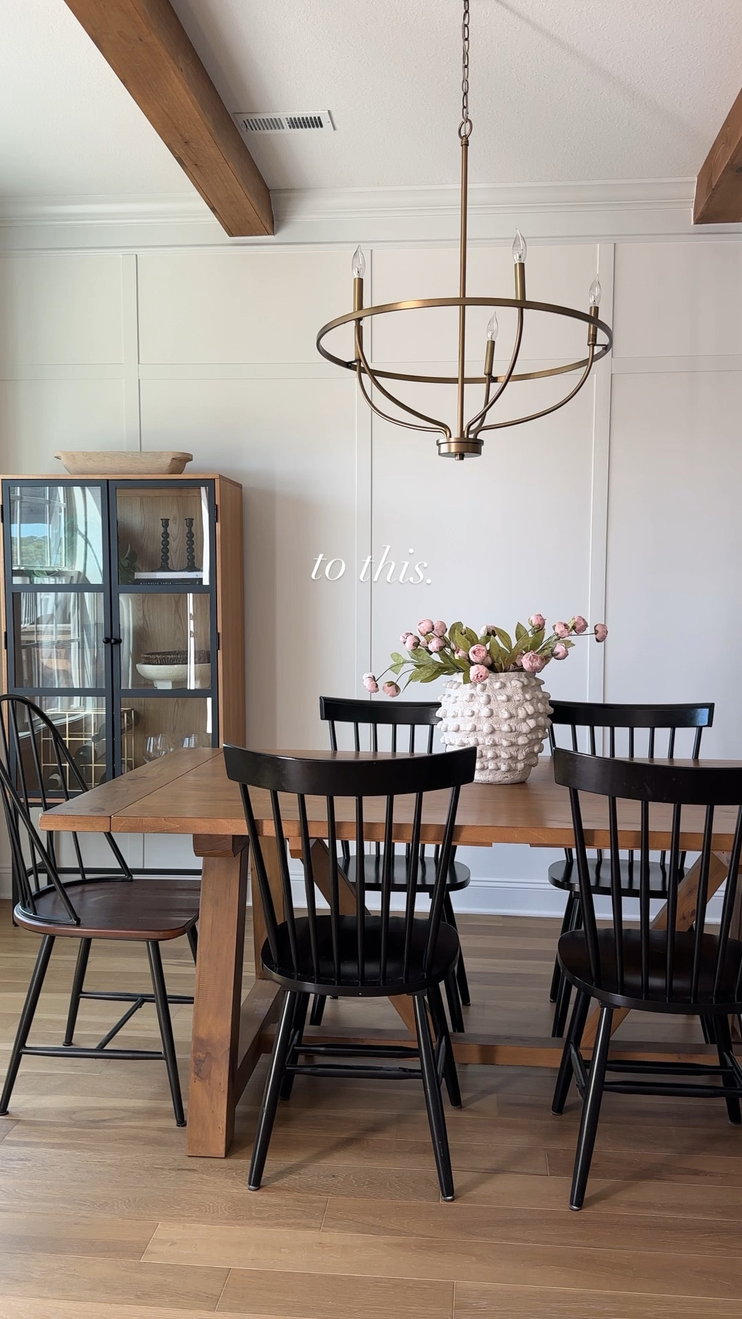 Dining room transformation 🤍

Dining table is from World Market
Glass cabinet is out of stock from Target 

Let me know if you have questions! 

#LTKhome