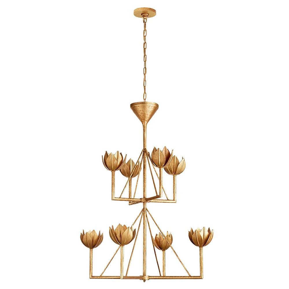 Visual Comfort Alberto Regency Antique Gold Leaf 2 Tier Chandelier - Medium | Kathy Kuo Home