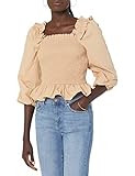 Amazon.com: The Drop Women's Marisol Long Sleeve Ruffle Smocked Top Black, M : Clothing, Shoes & ... | Amazon (US)