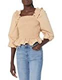 The Drop Women's Marisol Long Sleeve Ruffle Smocked Top Curds & Whey, XXS | Amazon (US)