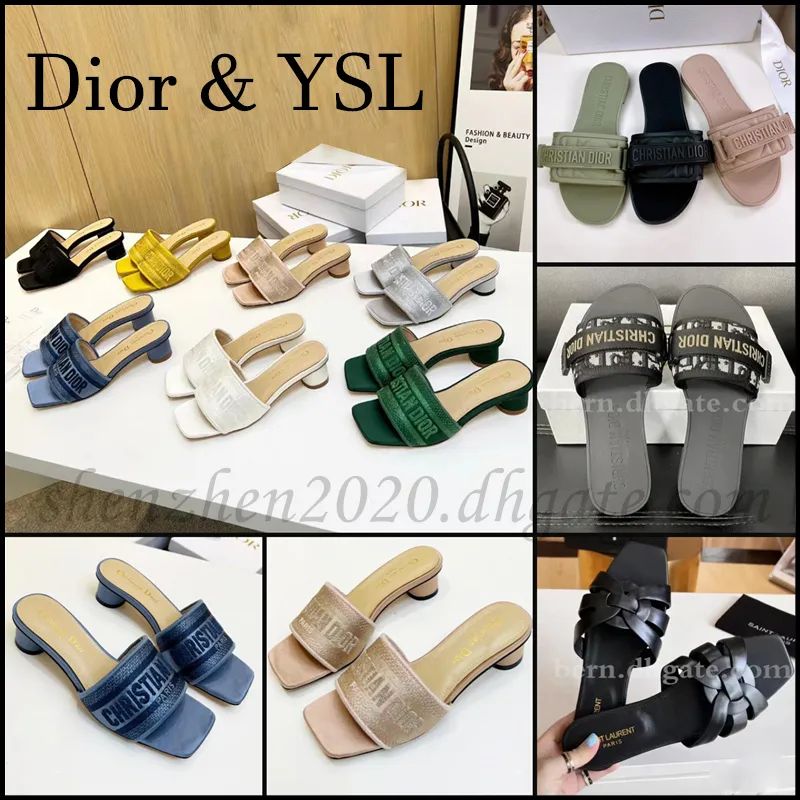 Di-or Y-S-L Premium Quality Dupe Fashion Women's Mules Flat Slippers Sandals for Summer Slides | DHGate