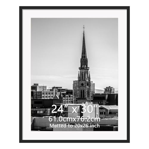 Hoikwo 24x30 Black Plastic Frame with Plastic Cover, Display Pictures 20x26 with Mat or 24x30 Without Mat, 1 Pack 24 by 30 Frame for Wall Hanging | Amazon (US)
