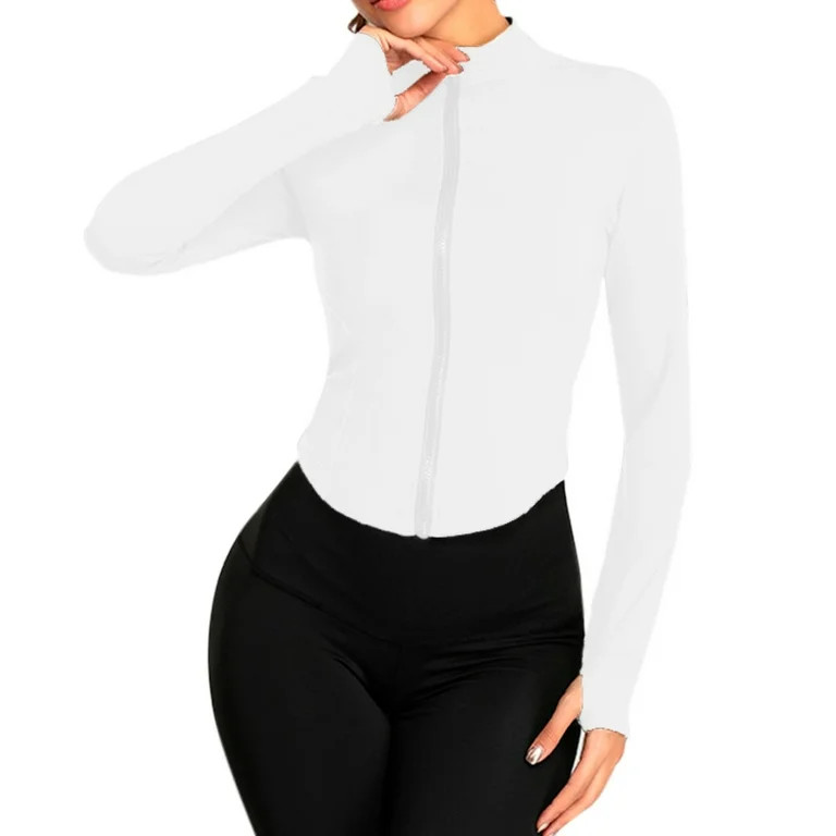 Women's Full Zipper Light Sportswear With Thumb Opening Walking Coat Cutting Training And Yoga Co... | Walmart (US)