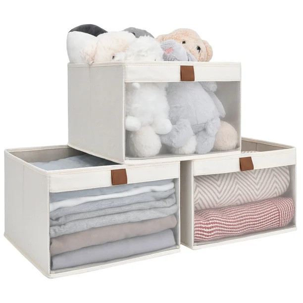 Foldable Storage Bins With PVC Window, Fabric Collapsible Storage Box For Closet Organization, St... | Walmart (US)
