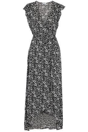 Splendid Woman Asymmetric Wrap-effect Floral-print Gauze Maxi Dress Black Size XL | The Outnet US