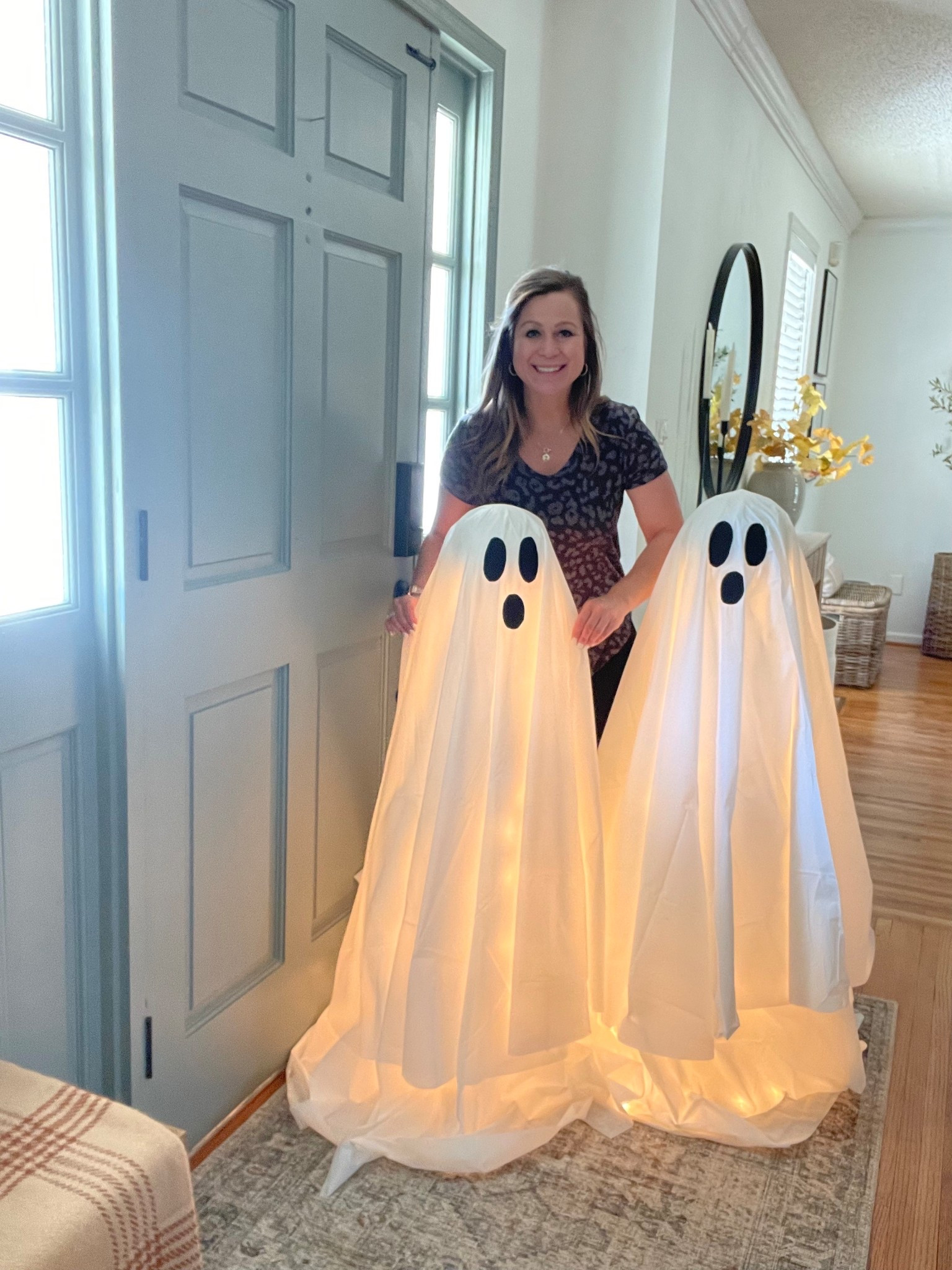 DIY Tomato Cage Ghosts 

These are fun to make and you can change them up to make them your own!!

I already had the tomato cages, but you can find tomato cages in the garden section of most home improvement stores and all the other items can be found at the craft store. 

What I used for each: 
◻️tomato cage 
◻️foam ball, mine is a #8 *
◻️white lights, mine are 20 ft, 100 lights ***
◻️black felt with adhesive backing 
◻️white plastic tablecloths: one 84” round, one large rectangle 


*I doubled up my plastic tablecloths because they were thin and it added extra length. You could also use a white sheet. 
*You could use smaller or larger tomato cages for different heights. 
•You can use regular felt and adhere with a low temp glue gun or super glue.
*You can also use battery operated twinkle lights. 
*I linked a few options to use instead of tjr foam ball…. (🎃 pail, foam head, half round)


***MAKE sure your to choose lights that do not get warm-we don’t want any melted plastic or a fire. SAFETY FIRST.

TIP- you can add a rock, brick, even a dumbbell at the base of the tomato cage to weigh it down - if you have windy conditions.


#LTKHome #LTKFindsUnder50 #LTKSeasonal