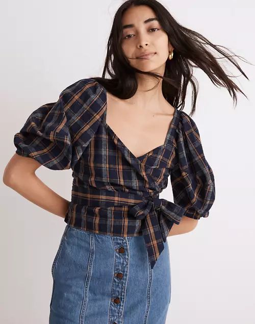 Sweetheart Wrap Top in Plaid | Madewell
