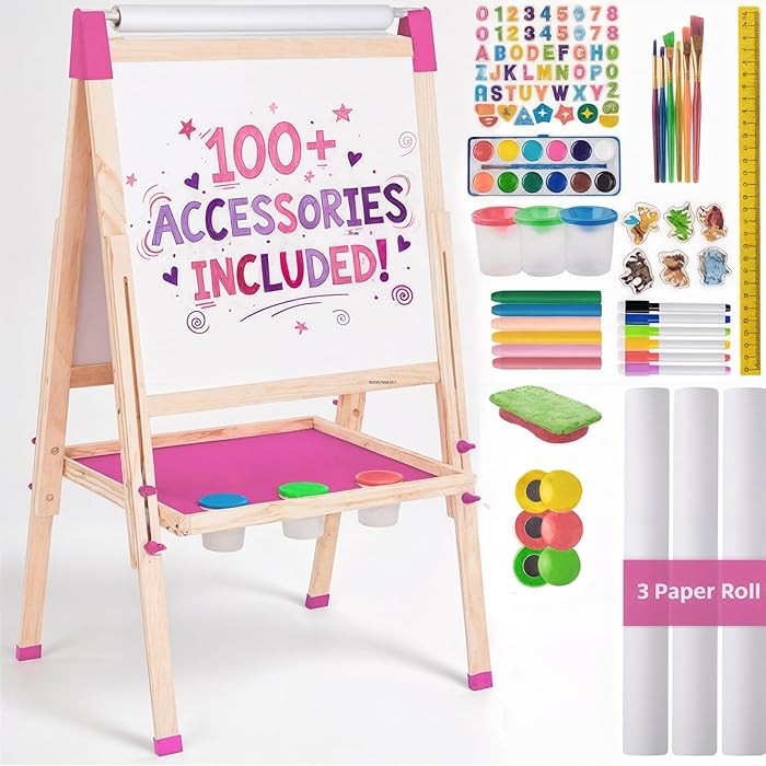 Blue Squid Art Easel for Kids with Paper Roll x 3, Includes 100+ Accessories, Double Sided Adjust... | Amazon (US)