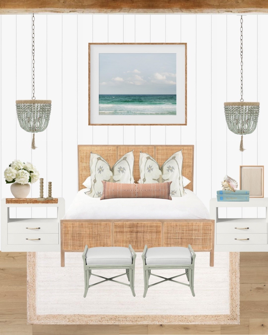 A playful yet polished take on coastal living 🌊 Natural textures, soft tones, and that easy, lived-in feel.

#CoastalBedroom #ModernCoastal #BeachHouseVibes #RattanFurniture #OceanArt #CoastalDecor #NaturalTextures #BedroomInspo #RelaxedInteriors #CoastalMoodBoard